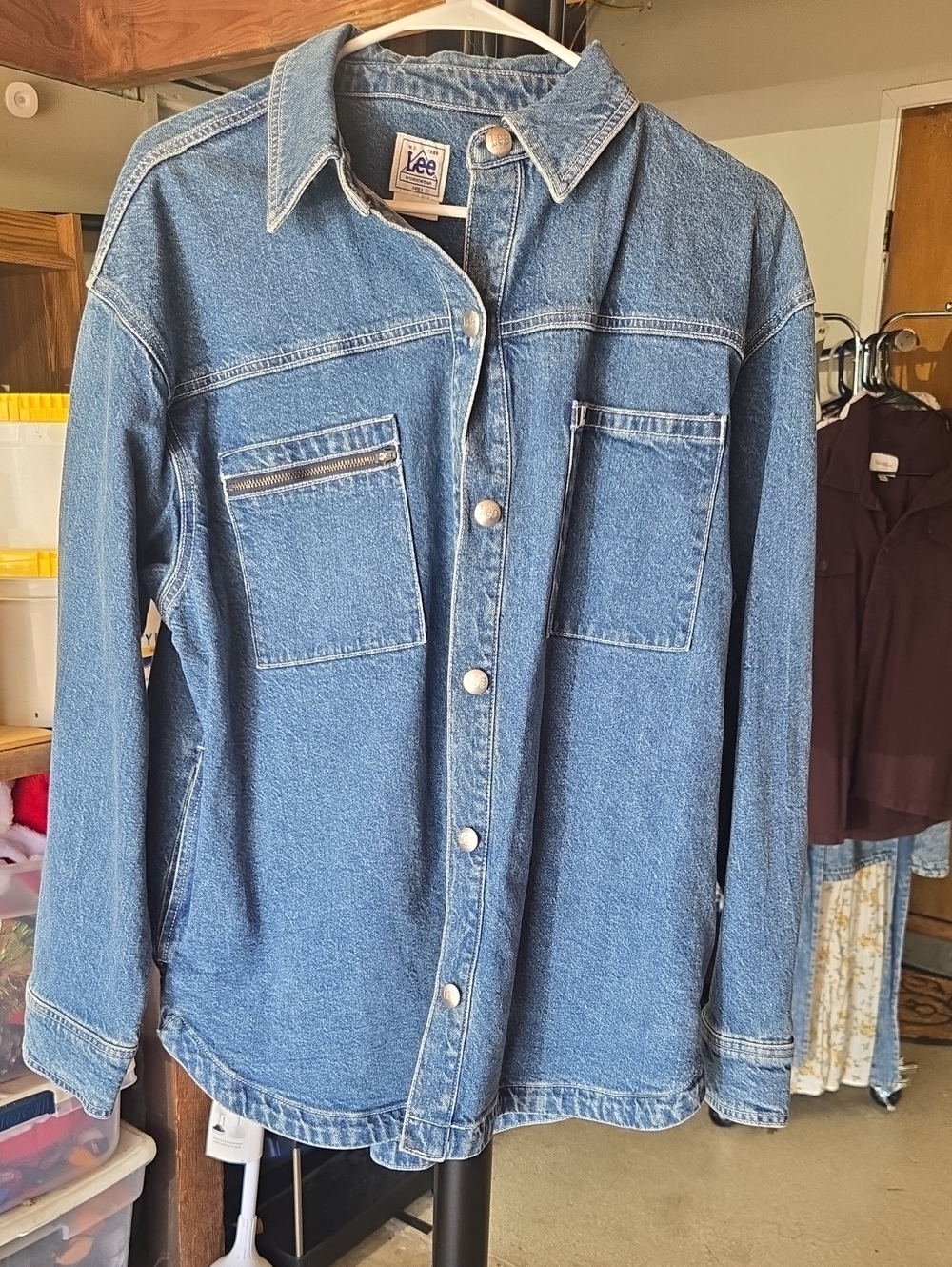 NWT Lee Oversized Light Blue Denim Jacket/Duster with Chest Pockets